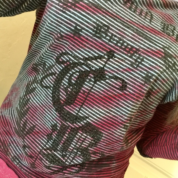 Crash and burn dye embellished 3/4 sleeve tee S - Picture 4 of 7